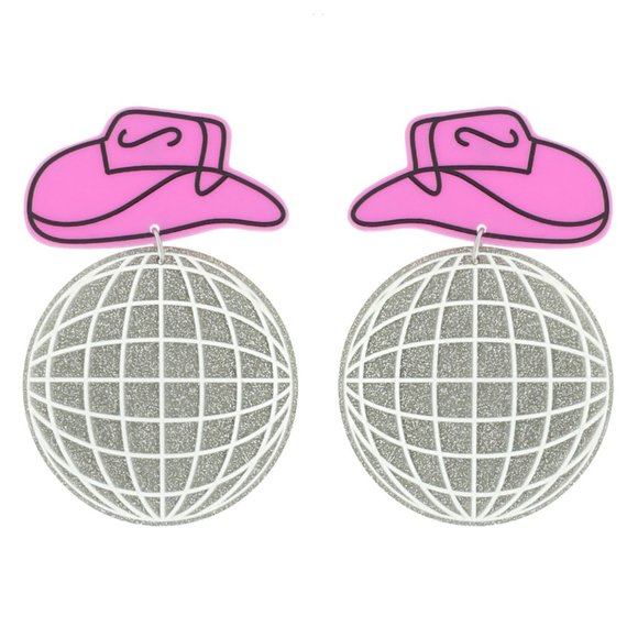 Jewelry Pink Cowboy Hat Mirror Disco Ball Glitter Dangle Poshmark